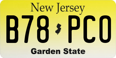 NJ license plate B78PCO