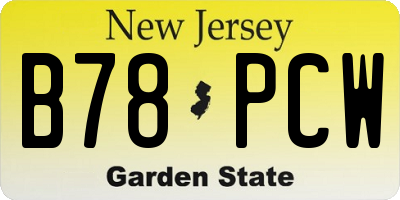 NJ license plate B78PCW