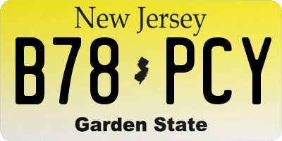 NJ license plate B78PCY
