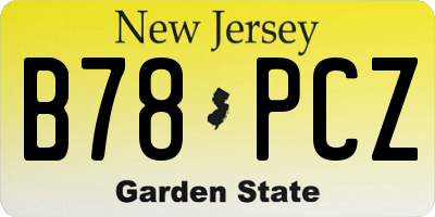 NJ license plate B78PCZ