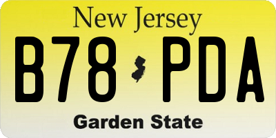NJ license plate B78PDA
