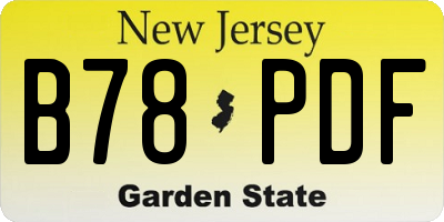 NJ license plate B78PDF