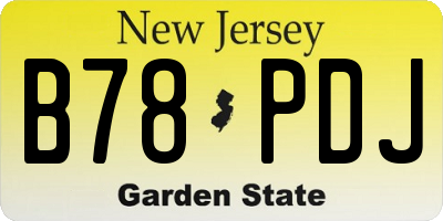 NJ license plate B78PDJ