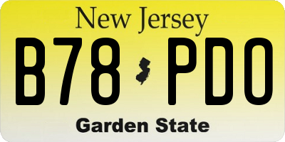 NJ license plate B78PDO