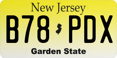 NJ license plate B78PDX