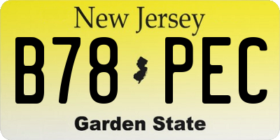 NJ license plate B78PEC