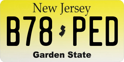 NJ license plate B78PED