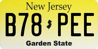 NJ license plate B78PEE