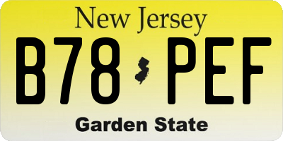 NJ license plate B78PEF