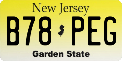 NJ license plate B78PEG