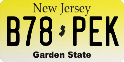 NJ license plate B78PEK
