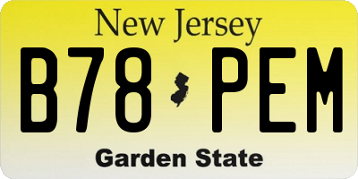 NJ license plate B78PEM