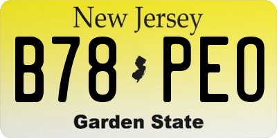 NJ license plate B78PEO