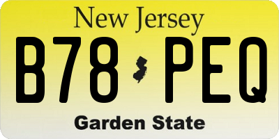 NJ license plate B78PEQ
