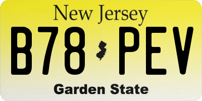NJ license plate B78PEV
