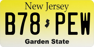 NJ license plate B78PEW