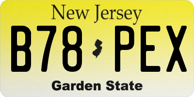 NJ license plate B78PEX