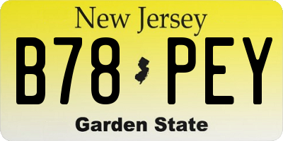 NJ license plate B78PEY
