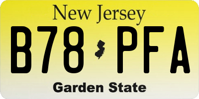 NJ license plate B78PFA
