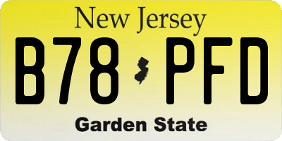 NJ license plate B78PFD