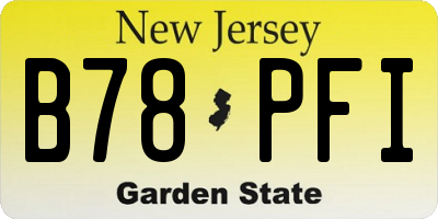 NJ license plate B78PFI
