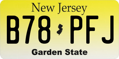 NJ license plate B78PFJ