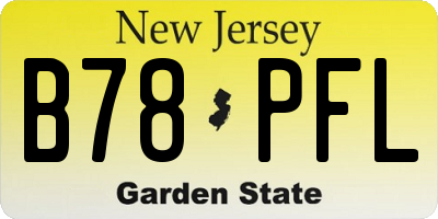 NJ license plate B78PFL