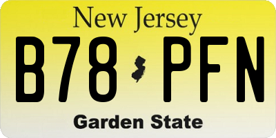 NJ license plate B78PFN