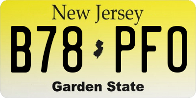 NJ license plate B78PFO