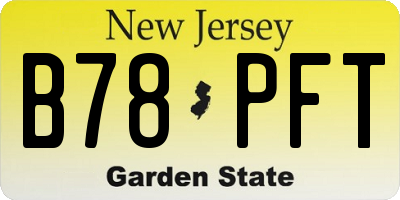 NJ license plate B78PFT