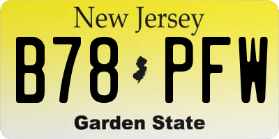 NJ license plate B78PFW