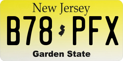 NJ license plate B78PFX