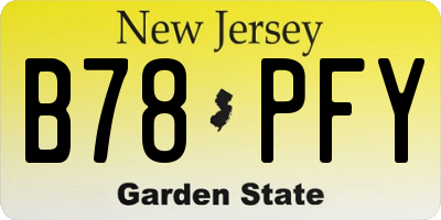 NJ license plate B78PFY