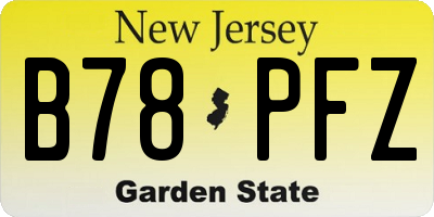 NJ license plate B78PFZ