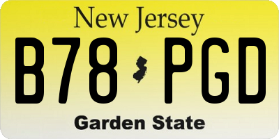 NJ license plate B78PGD