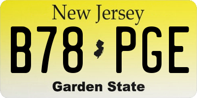 NJ license plate B78PGE