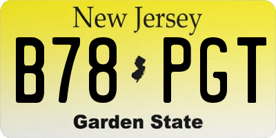 NJ license plate B78PGT
