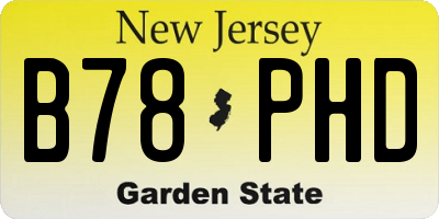 NJ license plate B78PHD