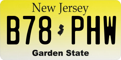 NJ license plate B78PHW