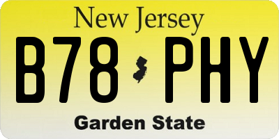 NJ license plate B78PHY