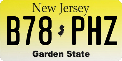 NJ license plate B78PHZ