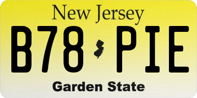 NJ license plate B78PIE