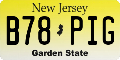 NJ license plate B78PIG