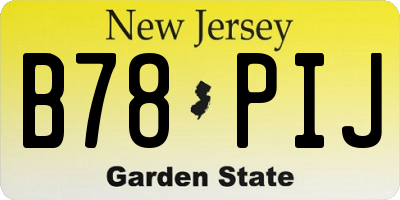 NJ license plate B78PIJ