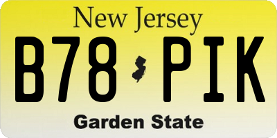 NJ license plate B78PIK