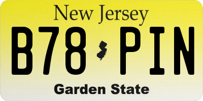 NJ license plate B78PIN