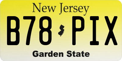 NJ license plate B78PIX