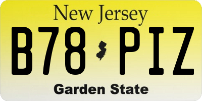 NJ license plate B78PIZ