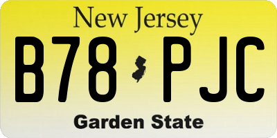NJ license plate B78PJC