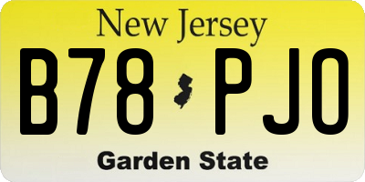 NJ license plate B78PJO